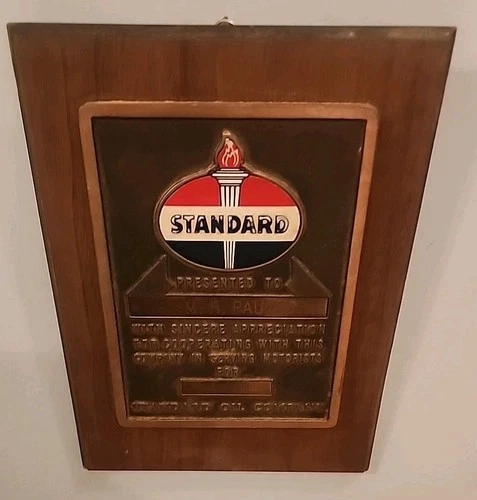 Vintage Standard Oil 15 Year Service Plaque M. H. Paul Waterloo, Iowa