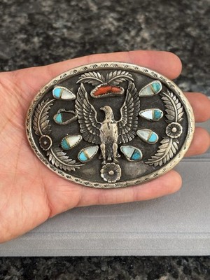 Vintage MP Sterling Silver Native American Eagle Handmade Belt Buckle Repair 64g