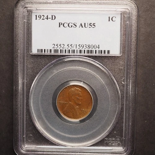 1924 *D* LINCOLN WHEAT CENT**PCGS  AU55 **FREE SHIPPING! G1909