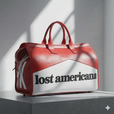 Lost Americana Leather Duffle Bag: Red White Travel Gym Carry Bag