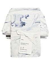 Pottery Barn Stinson Wave King/Cal King Duvet Cover  1 King Sham Set Blue White