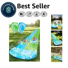 Durable 22.5FT Water Slide with Splash Protection  2 Inflatable Boards for Kids