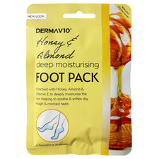 Image of Derma V10 Foot Pack Honey & Almond Deep Moisturising Help Soft Dry Cracked Heel
