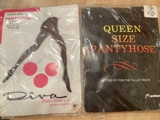 Vintage Pantyhose Lot of 2 Coffee Queen up to 5  6  225 lbs