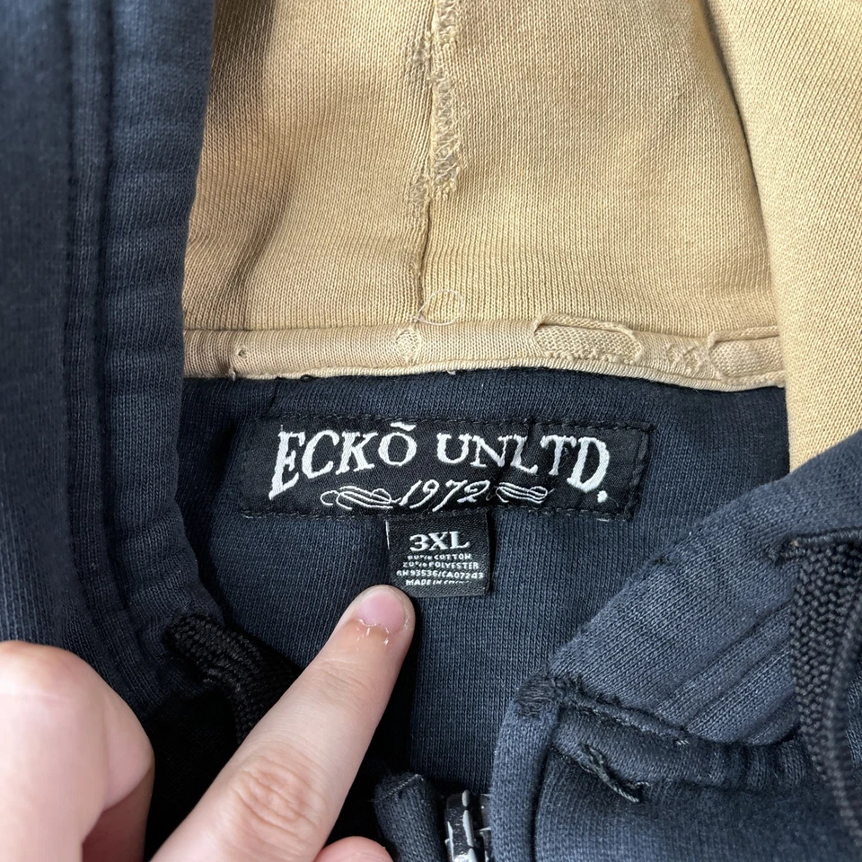 Ecko Unltd. Hooded Jacket Size 3XL Embroidered Root Of All Evil Snake Print Hole - Image 3 of 4