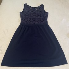 Lilly Pulitzer Rhea Lace Crochet Fit & Flare Dress Navy Blue Womens Medium