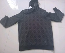 New PUMA Men's Essential Logomania AOP Hoodie Sweatshirt Black GRAY SZ XL