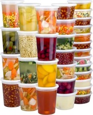 60 Sets 120-Piece Deli Containers with Lids, 32/16/8 oz X 20 Set Each, Leak-Pr