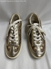 Coach FG3151 Signature Monogram Gold Star Low Top Sneakers Women's Size 7B COA
