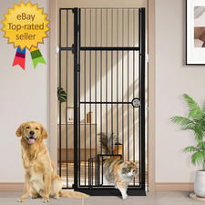 71 Inch Extra Tall Pet Gate with Cat Door 30-37.5 Inch Adjustable Wide