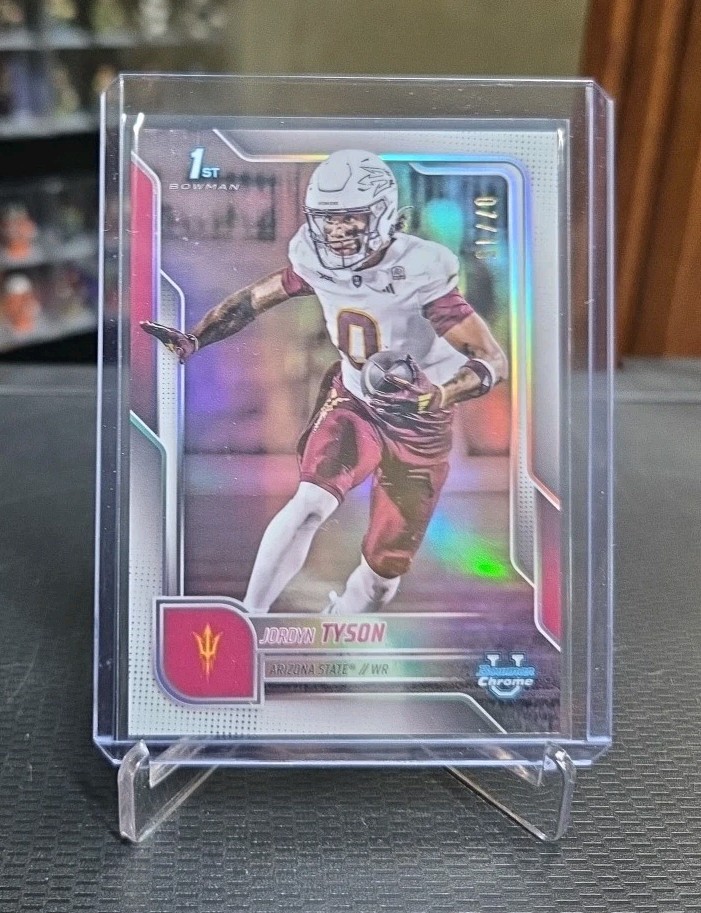 Jordyn Tyson 2025 Bowman Chrome University Football White Refractor 1st 7/15 ASU