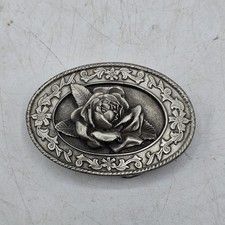 Vintage 1985 Siskyou Rose Belt Buckle Heavy Pewter