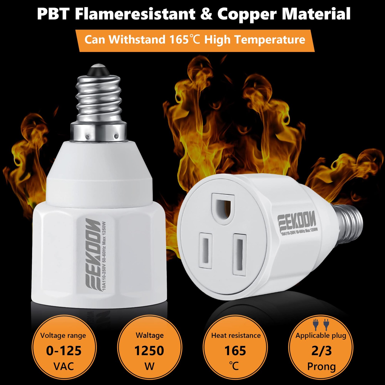 3 Prong Light Bulb Socket Adapter Polarized Outlet to Plug Converter for Home...