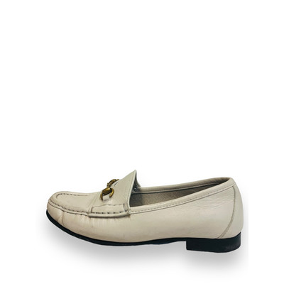 GUCCI White Leather Horsebit Accent 1953 Slip-On Flats Loafers Size EU 36 US 6