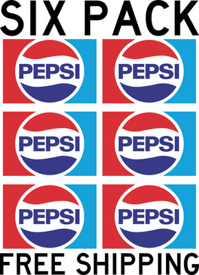 SIX PACK PEPSI COLA VINTAGE VINYL DECAL STICKER LABEL 6
