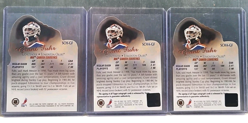 2003-04 Topps Stanley Cup Heroes Auto Grant Fuhr #SCHA-GF HOF LOT OF 3 (2 AUTO) - Image 2 of 2