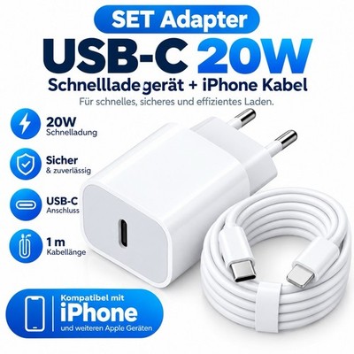 20W Ladekabel Schnell Ladegerät USB C für iPhone 11 12 13 14 X Pro Max Adapter