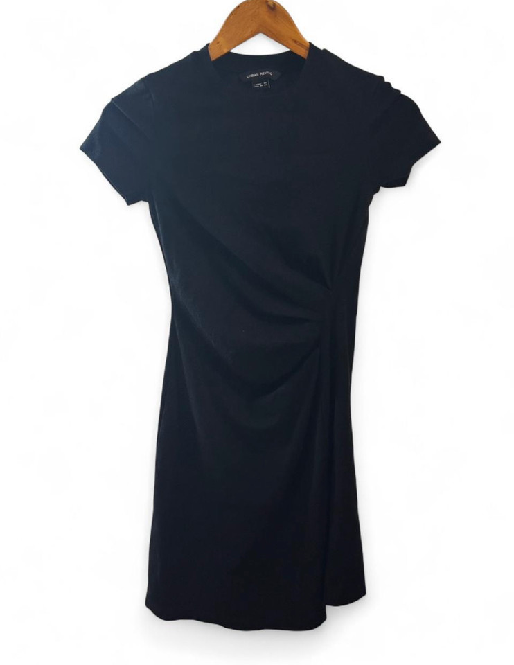 Urban Revivo black mini t shirt dress with side ruching Size S