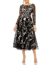 NWT, Mac Duggal Women's High Neck Long Sleeve Embroidered Dress Size 18 #MD1043