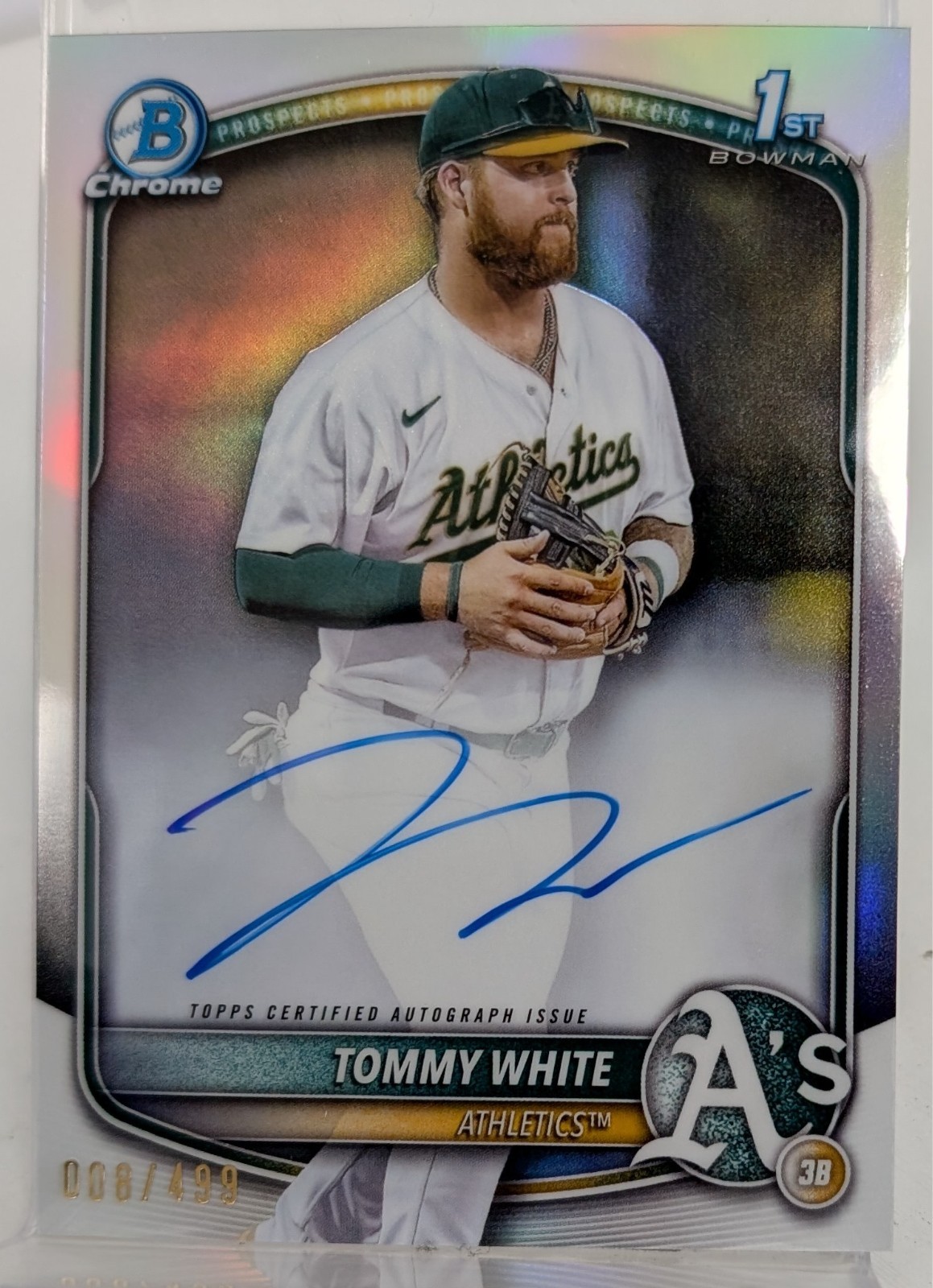 2025 Topps Bowman Chrome Tommy White Auto Refractor 8/499 1st Bowman CPA-TWH