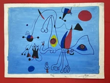 Joan Miro Drawing on paper (Handmade) signed and stamped