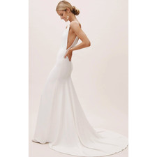 Watters Hyde Wedding Gown Size 12 Ivory Minimalist Low Back Bridal Dress