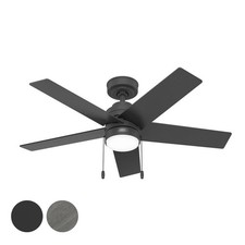 Hunter Fan 44 inch Matte Black Ceiling Fan with Light and Pull Chain Indoor