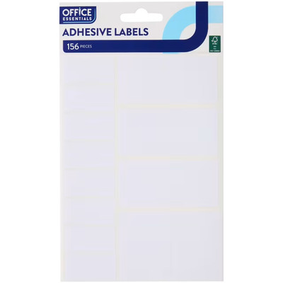 156 Stück Office Essentials Etiketten selbstklebend Weiß 3 Größen FSC Papier