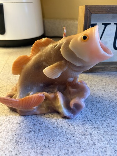 Vintage Large Mouth Bass  Wax Candle Rare