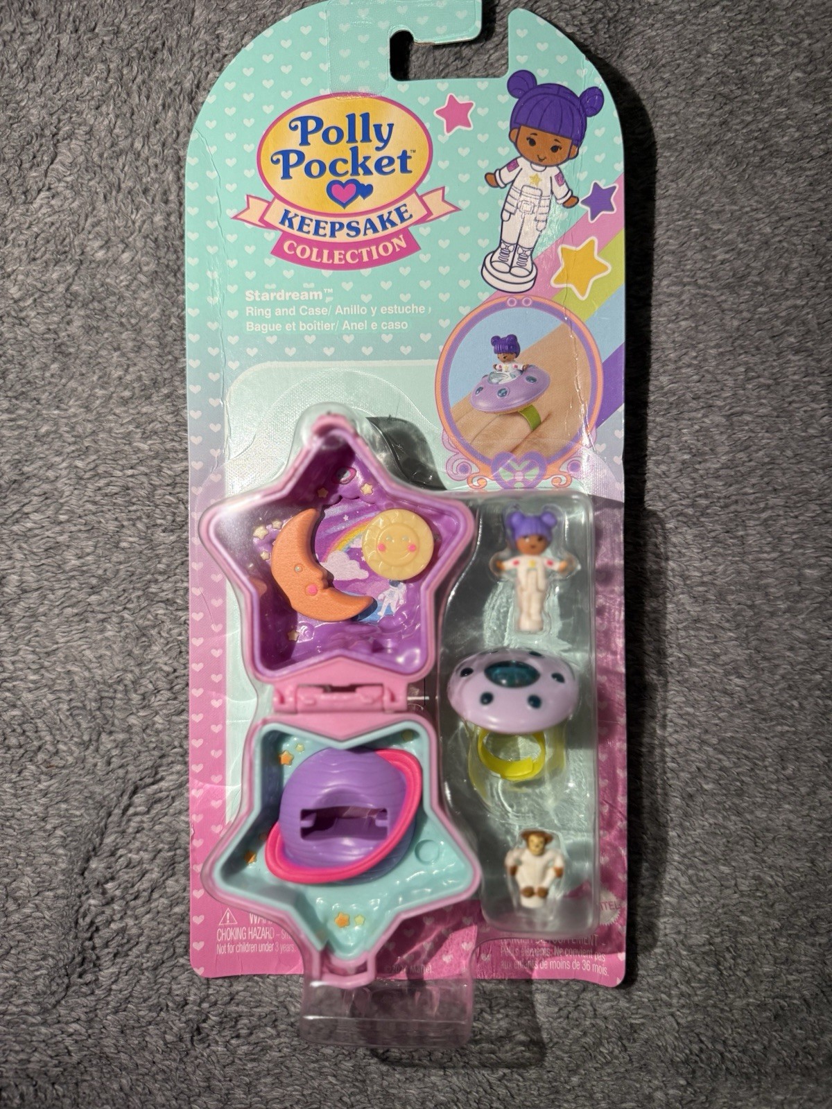 NEW Polly Pocket Keepsake Collection Star dream Ring/Case Astronaut Outer *Read