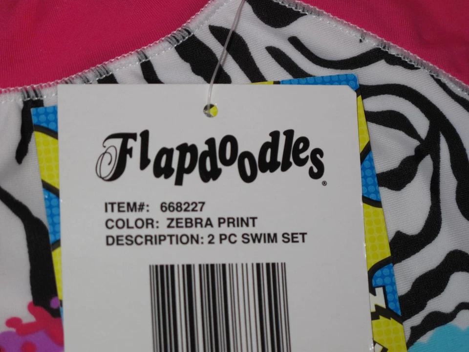 Flapdoodles 2 Piezas Niñas Pequeñas 5 Rosa Estampado de Cebra Traje de Baño Protector contra Erupciones UPF 50+ Foto 3 de 3
