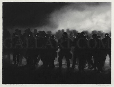 ROBERT LONGO ''STUDY OF FERGUSON RIOT COPS'' 2015 | ORIGINAL INK/CHARCOAL ON PAPER