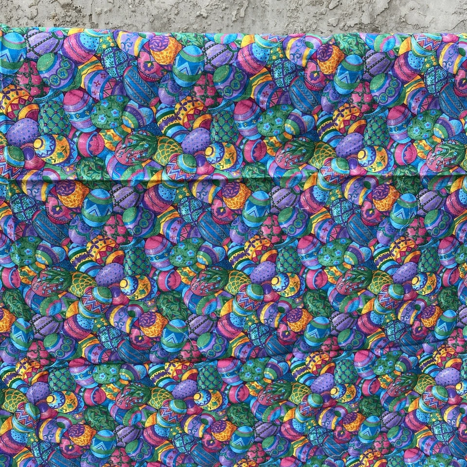 Quilters Cotton Fabric Easter Eggs Bold Color Jewel Tones Spring  Crafts - Image 2 of 4