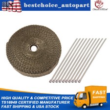 Titanium Exhaust Wrap Header Heat Wrap 1in X 50ft Roll W 10 Stainless Ties Kit