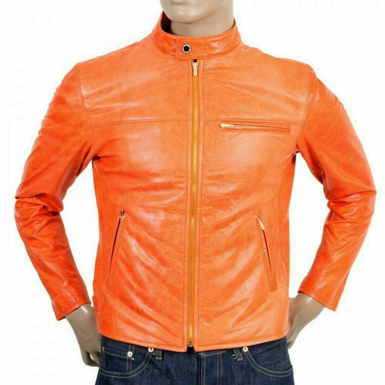 leather jacket orange colour