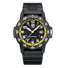 Luminox Men's 44mm Leatherback Sea Turtle Black Dial Yellow Accent Watch XS.0325