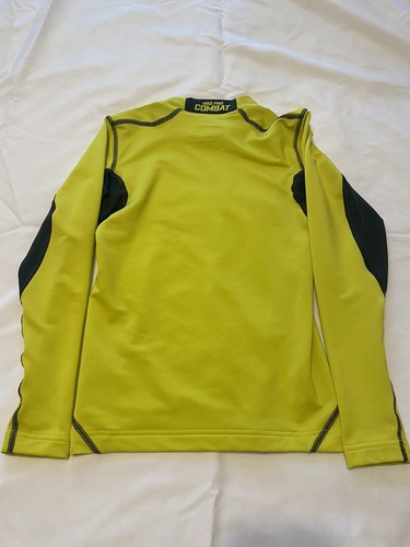 Nike Pro Combat Hyperwarm Compression Shirt Size Youth Medium Bright Yellow Gray - Picture 2 of 7