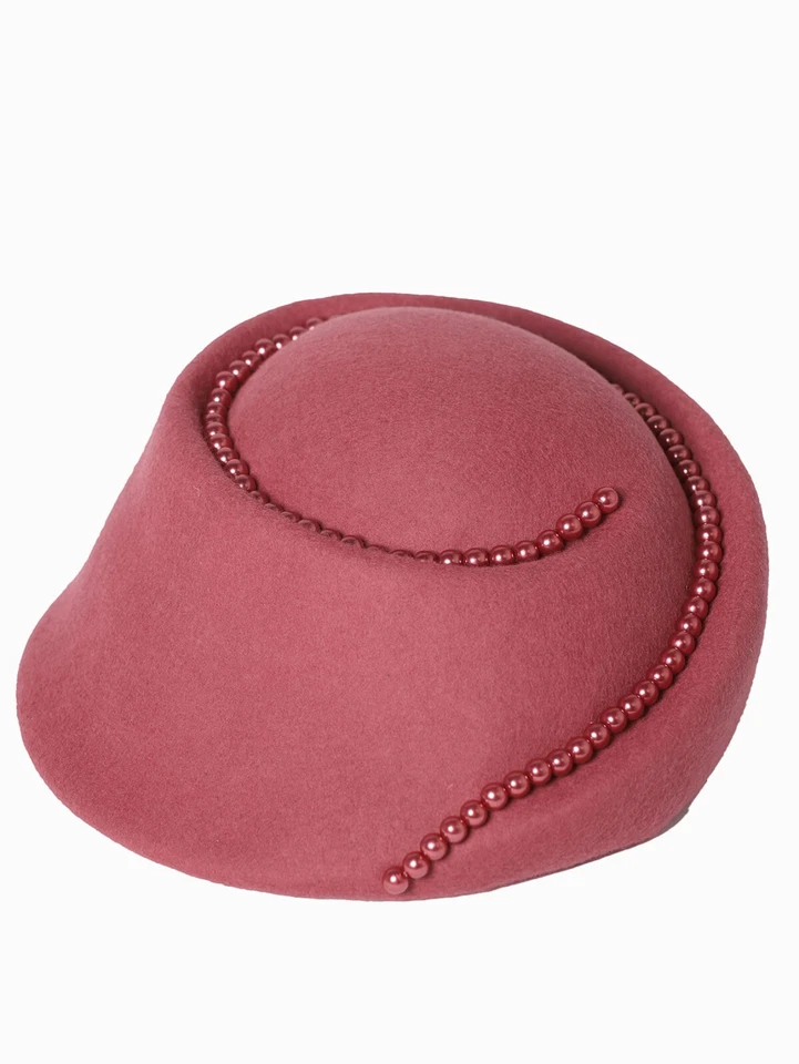 Sombrero Fascinador Vintage Con Cuentas Fieltro Lana Boda Fiesta del Té Vestido Cóctel Sombreros Foto 2 de 4