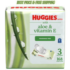 Huggies Aloe  Vitamin E Wipes, Unscented, 3 Pack, 168 Total Ct