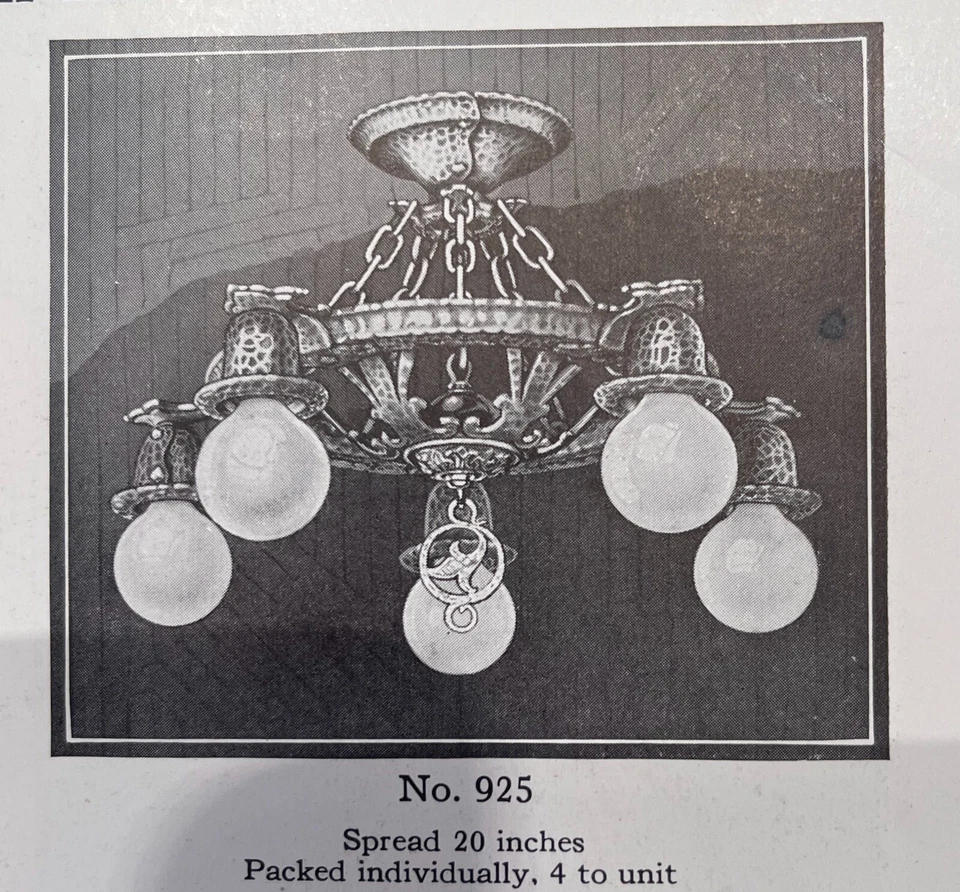 Vintage Light 1930 Virden Beacon Hill "dog head" semi-flush ceiling light - Image 2 of 4