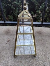 Vintage 9 Inch Tall Grass And Glass Three Shelf Pyramid Display Case