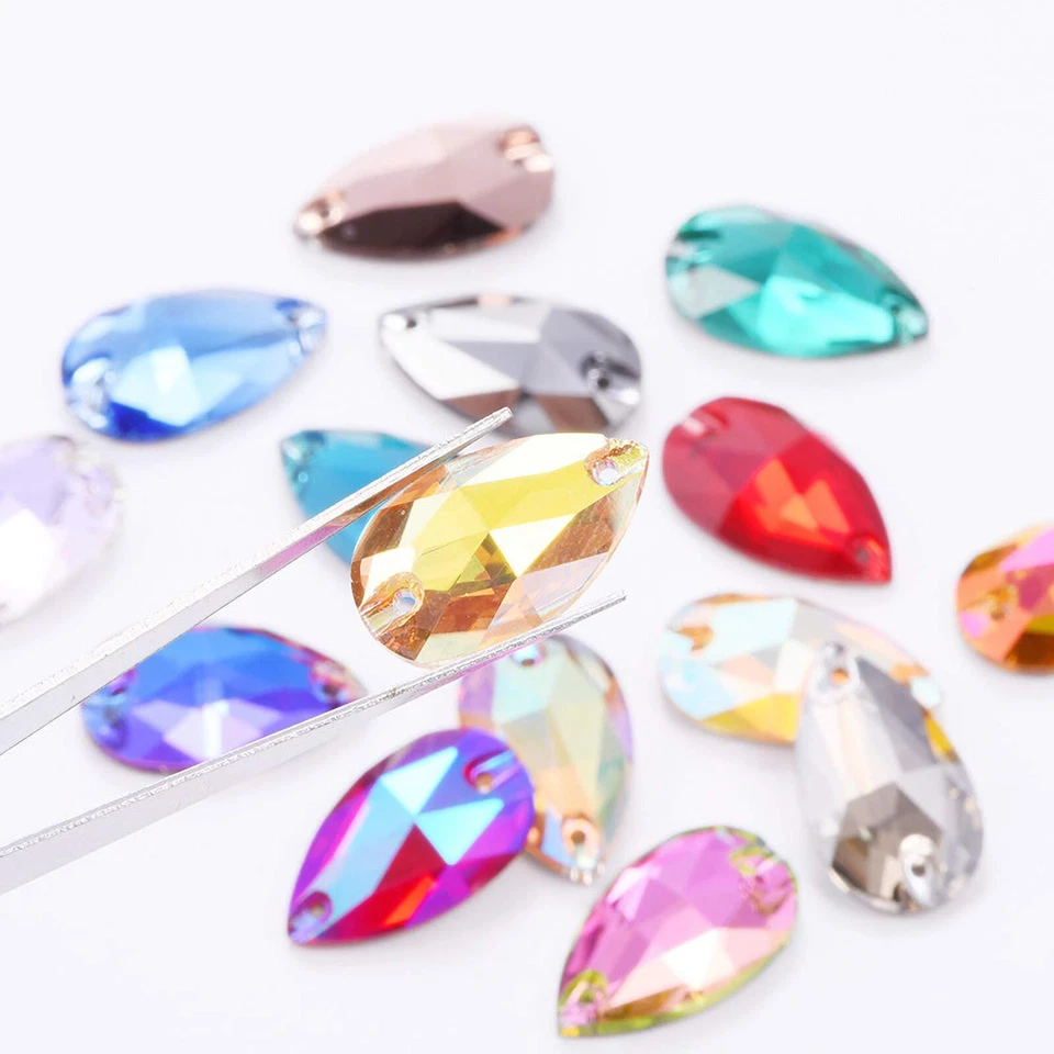 Teardrop Rhinestones Sew on Flatback Rhinestones 24pcs 11X18mm Flat Back Rhin... - Image 4 of 4