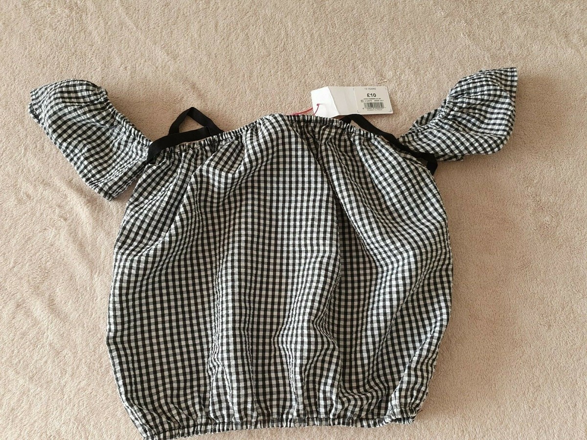 GIRLS BLACK AND WHITE MATALAN TOP AGE 13 YEARS BNWT UK