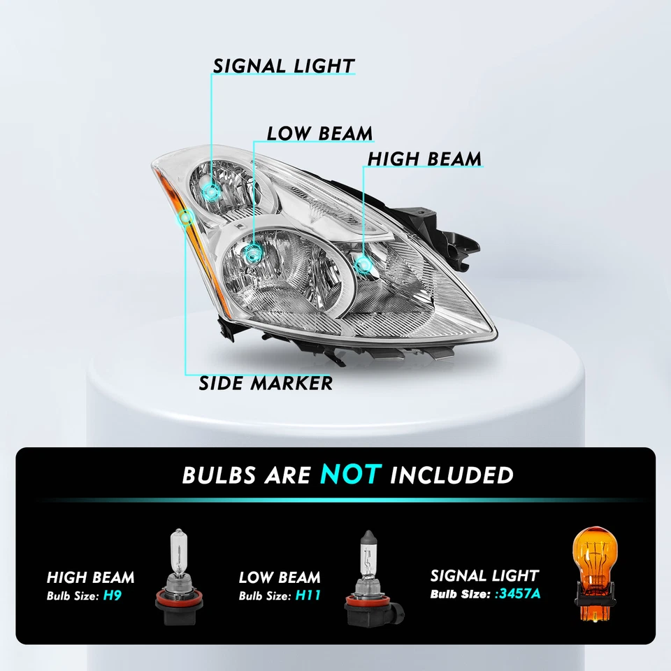 Faro halógeno lateral derecho pasajero Nissan Altima 2010-2012 4 puertas Foto 2 de 4