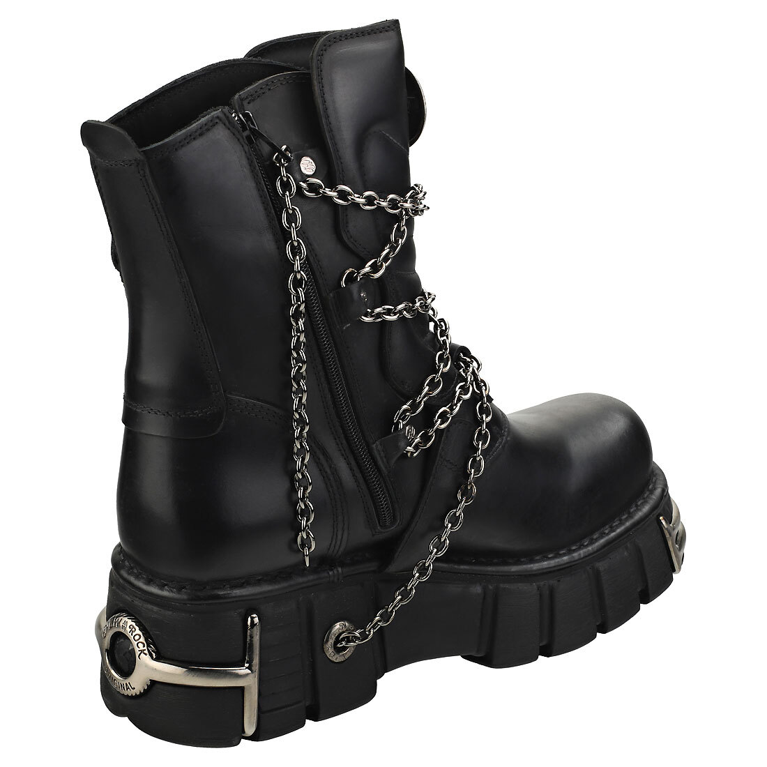New Rock Straps And Chains Unisex Black Platform Boots - 7 US | eBay