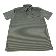 Under Armour Golf Polo Shirt, HeatGear Loose Fit, Gray Striped, Men's Size XL