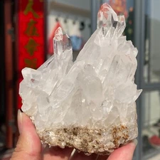 587g Natural White Transparent Quartz Crystal Cluster Specimen Healing