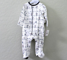 Little Me Puppy Print Footies  Receiving Blanket Size 9 Months White/Navy NWT