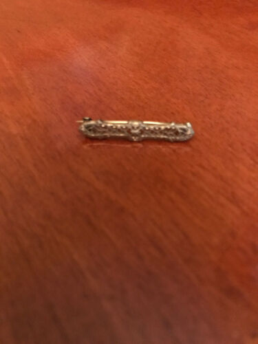 Antique 14k White Gold bar pin very rare - image 1