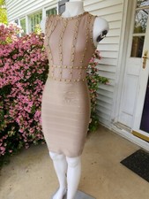 Fashion Vova  small beige Diana Studded Dress